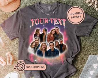 Custom Couple Shirt, Personalized Boyfriend Girlfriend Photo T-Shirt, 90s Retro Vintage Tee, Anniversary Gift, Valentine’s Day Shirt