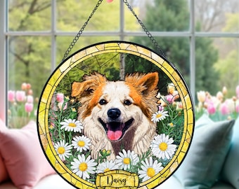 Personalized Dog Window Hangings, Stained Glass Gift for Dog Owners, Pet Memorial Decor, Pet Window Art, Dog Portrait From Photo,
