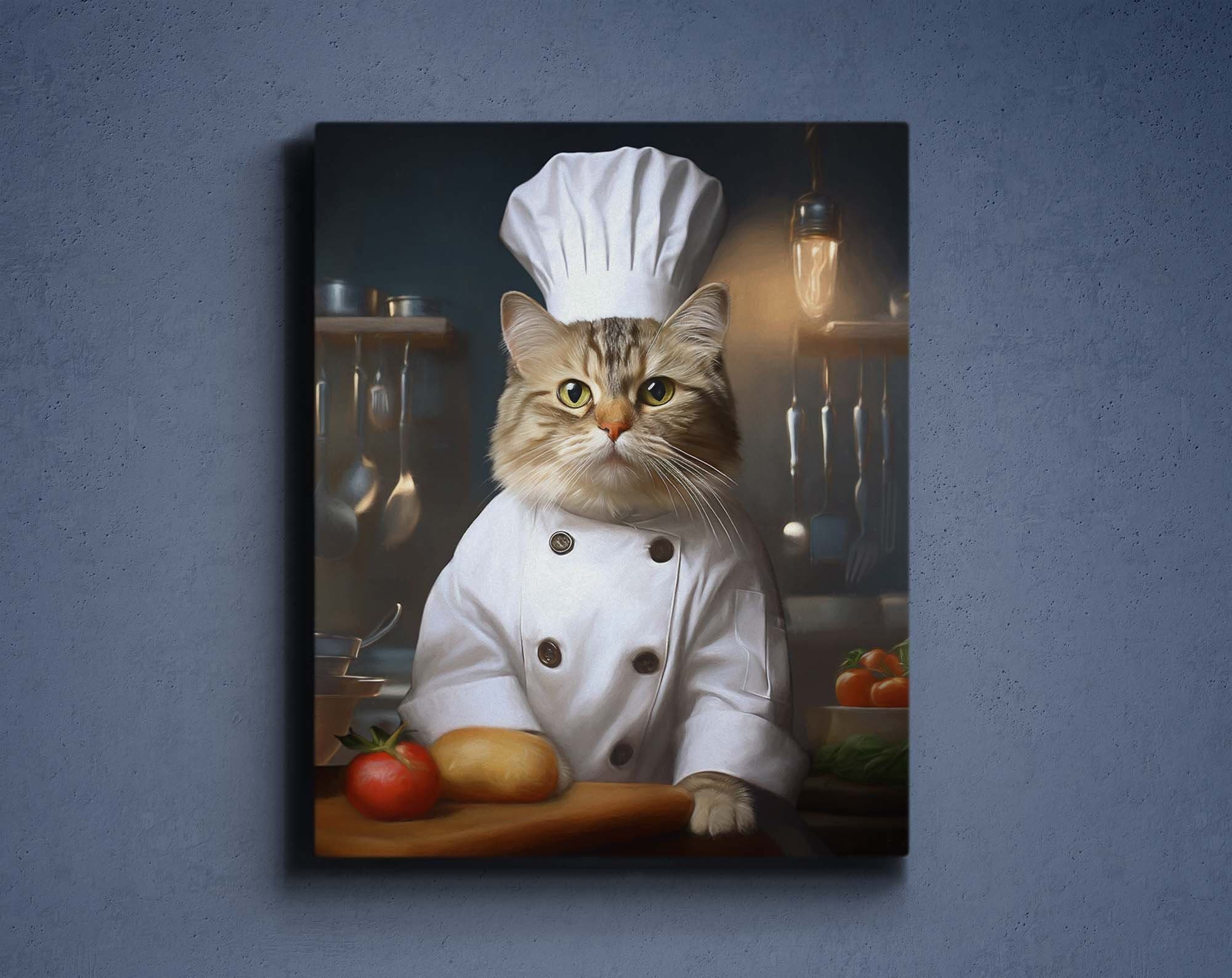 Custom Chef Cat Portrait, Chef Pet Portrait, Cat Chef Costume,Chef Portrait, Pet Cute Chef,Sassy Chef İn Kitchen Portrait,Chef Dog Gift