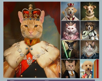 Benutzerdefinierte Haustier Porträt, Haustier Porträt Individuell, Hunde Porträt, Katzen Porträt, Regal Royal Leinwand Gemälde, Kunst Geschenk, Geschenk für Tierliebhaber