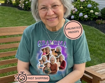Custom Grandma Bootleg Shirt, Personalized Grandma Photo T-Shirt, Grandmother Gift, New Grandma Gift, Mother's Day Gift, Retro Custom Shirt