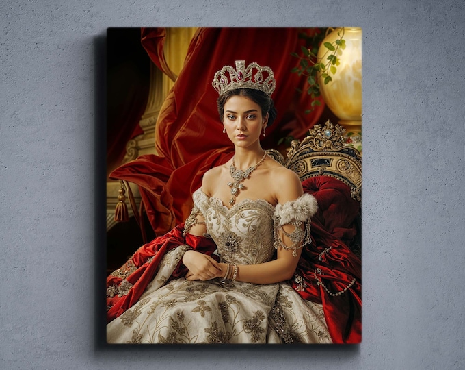 Personalized Renaissance Portrait, Royal Portrait from Photo, Human Portrait, Historical Portrait, Personalized Portrait Gift, Queen Art