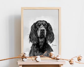 Personalized Watercolor Pet Portrait from Photo, Personalized Pet Lover Gift, Custom Watercolor Painting, Wooden Framed Poster, Unique Gift