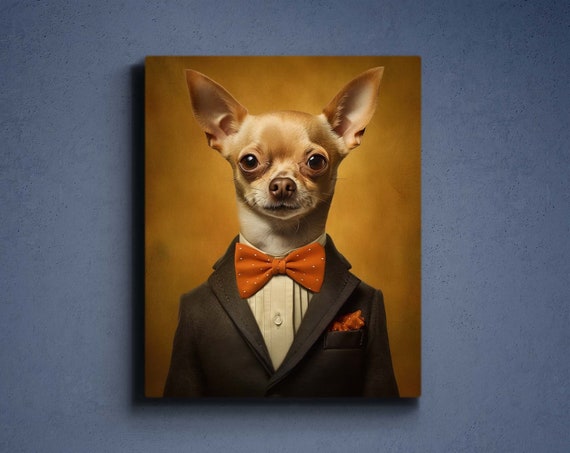 Custom Suit Dog Portrait, Bow Tie Costume Pet Portrait, Suit Dog Custom, Royal Pet Portrait, Suit  Dog Gift, Personalized Pet Portrait
