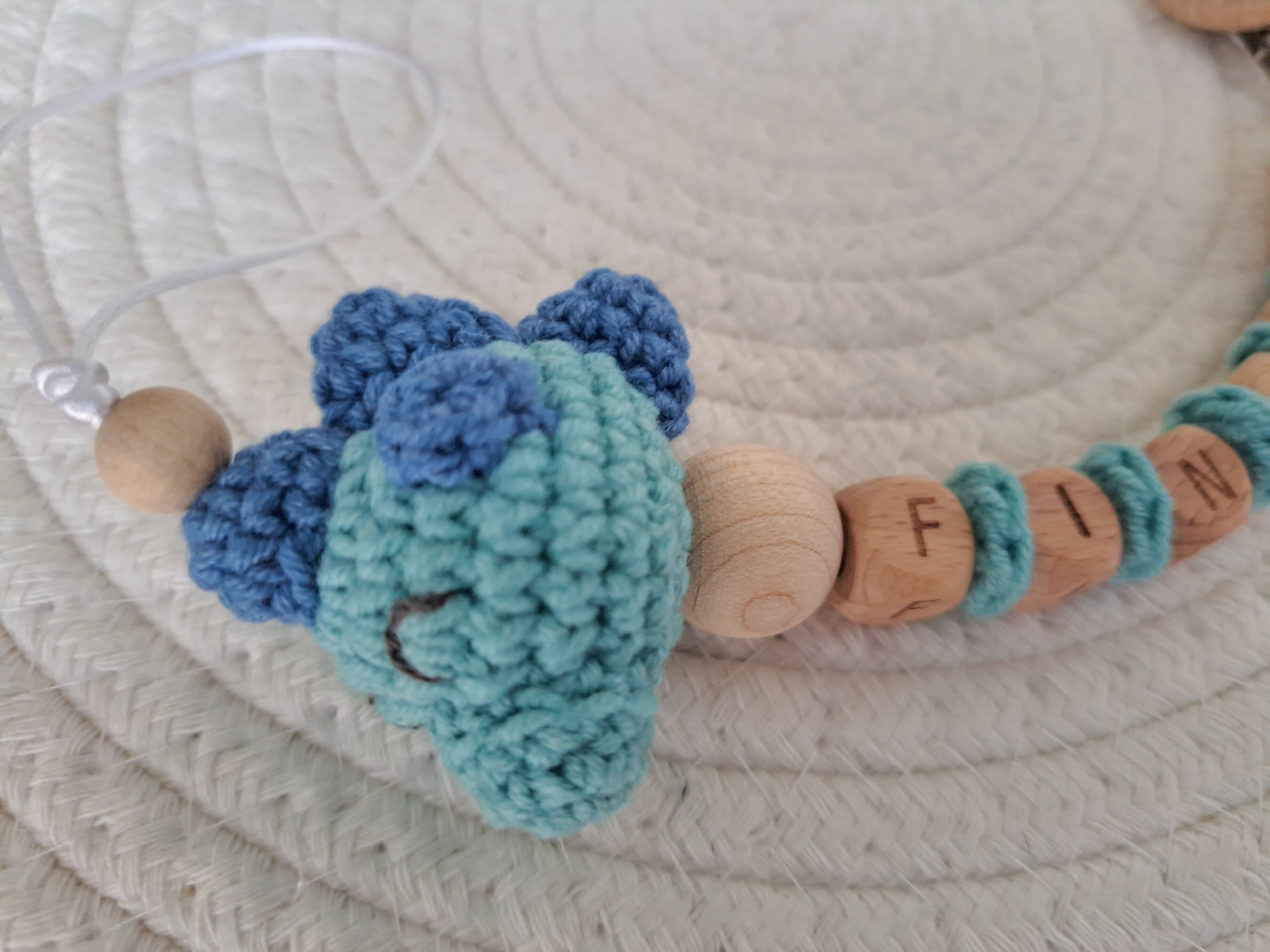 Personalised Dummy Clip Dinocrochet Wooden Dummy Clipmam Etsy