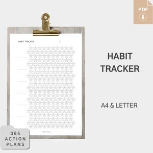 Rastreador mensal de hábitos em forma de estrela – Acompanhe 7 hábitos diários com marcas de verificação em forma de estrela, encartes imprimíveis em formato A4 e Letter, download instantâneo