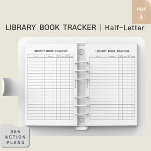 Kit de seguimiento y planificación de libros de la biblioteca: PDF imprimible, media letra