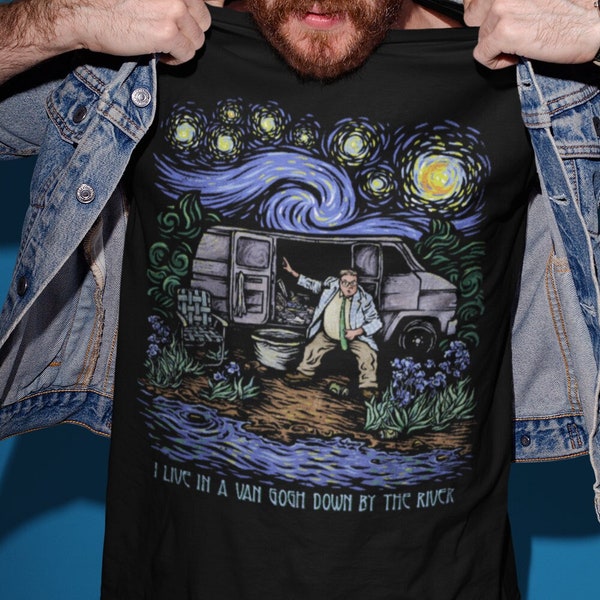 Van Gogh Down By The River Shirt, Matt Foley Shirts, Mordor Starry Night Tshirt, Down By The River Tee, Famous Artist, Vangogh Shirt