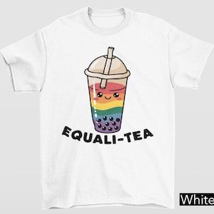 Maglietta Equali-Tea LGBT Pride, maglietta Kawaii Rainbow Boba, maglietta LGBTQ+ Pride Bubble Tea, maglietta Equal Right, maglietta del mese dell'orgoglio, maglietta del gay pride