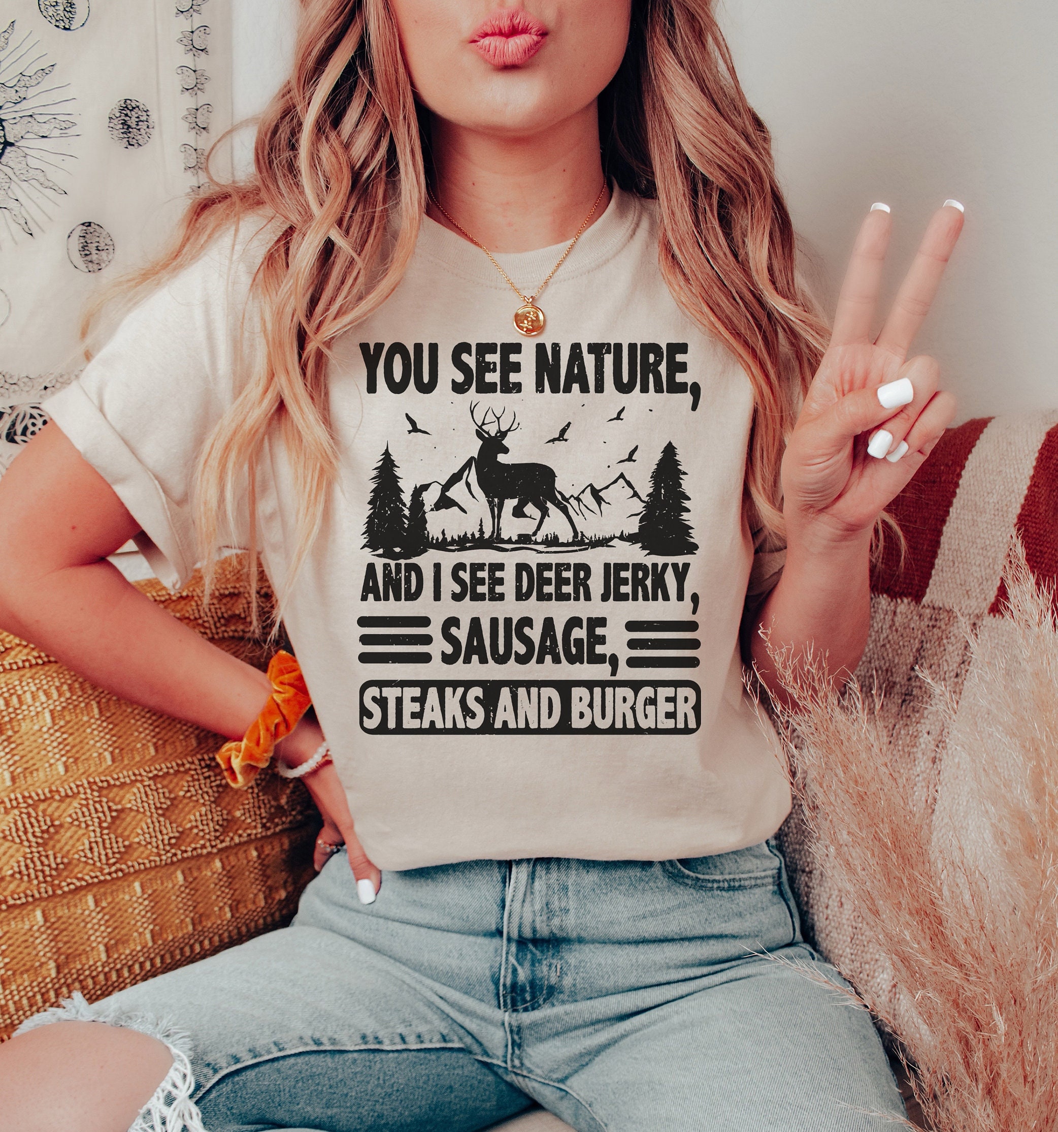 Funny Hunting Shirts You See Nature, I See Deer Sausage Tee Funny Hunting Shirts You See Nature, I See Deer Sausage Tee