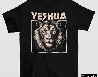 Yeshua Lion Of Judah Shirt, Bible Prophecy Graphic Tee, Yeshua Lightning Lion Shirt, Vintage Inspired Faith Based Shirt, Christian God Shirt