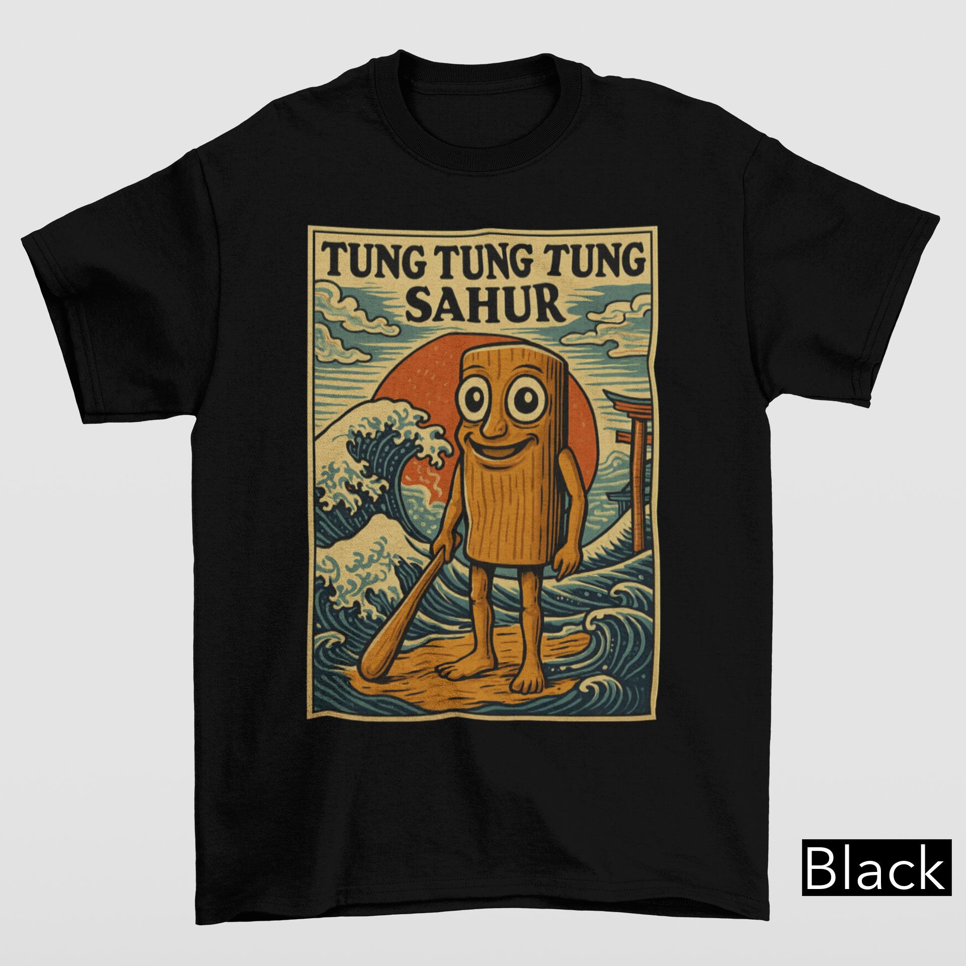 Tung Tung Tung Sahur Great Wave off Kanagawa Tshirt, Kawaii
