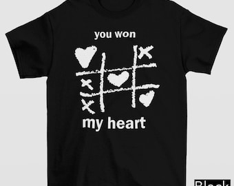 You Won My Heart Tic Tac Toe Shirt, Cute Couple & Besite Shirt, Kawaii Heart Shirt, Cute Romantic Gift For Girlfriend Boyfriend, Y2K Gen Z