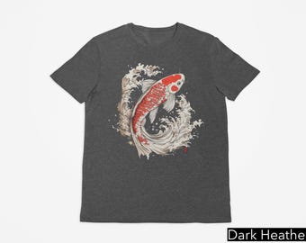 Vintage Style Japanese Koi Fish Shirt, Nautical Animal Asian Shirt, Art Nouveau Japan Top, Koi Pond Tee, Tokyo Style, Japanese Street Wear