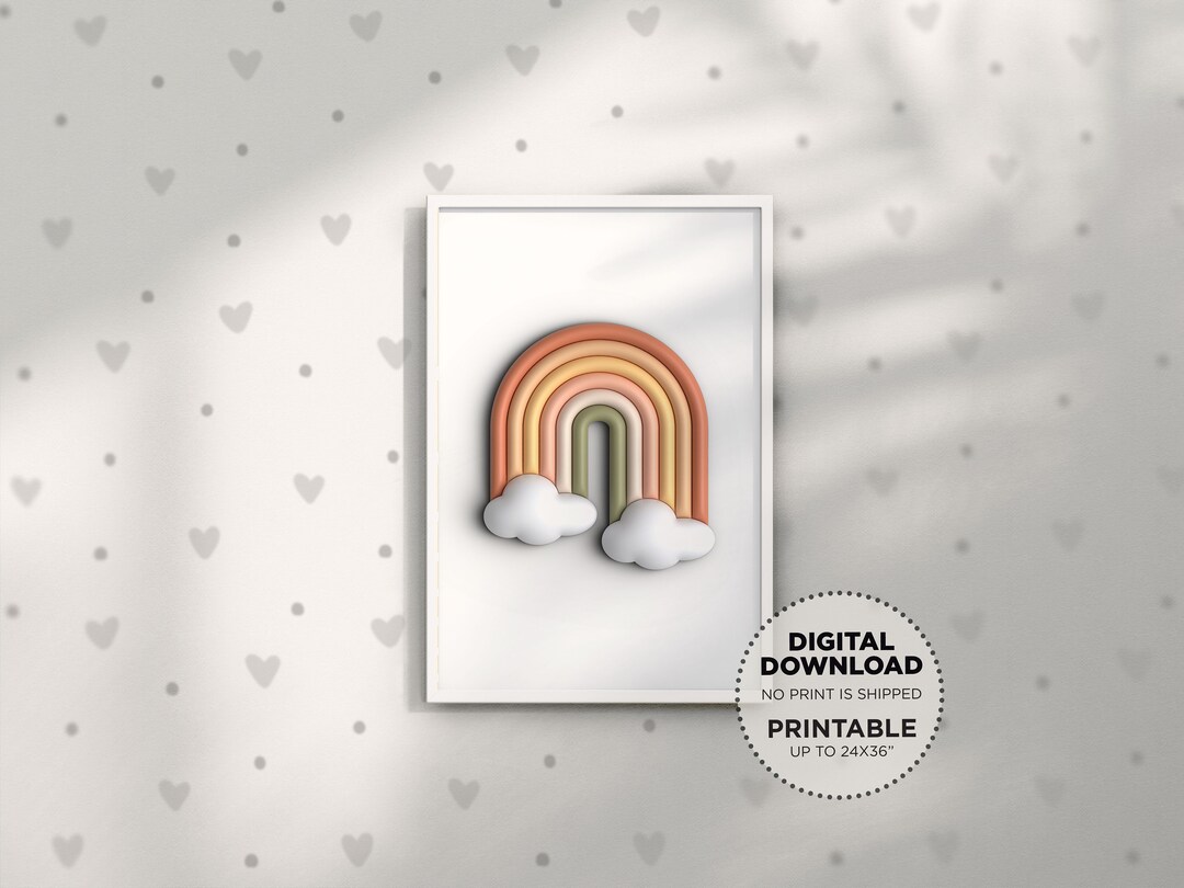 Boho Rainbow Nursery Wall Art Girl or Boy, Printable Wall Art Instant ...