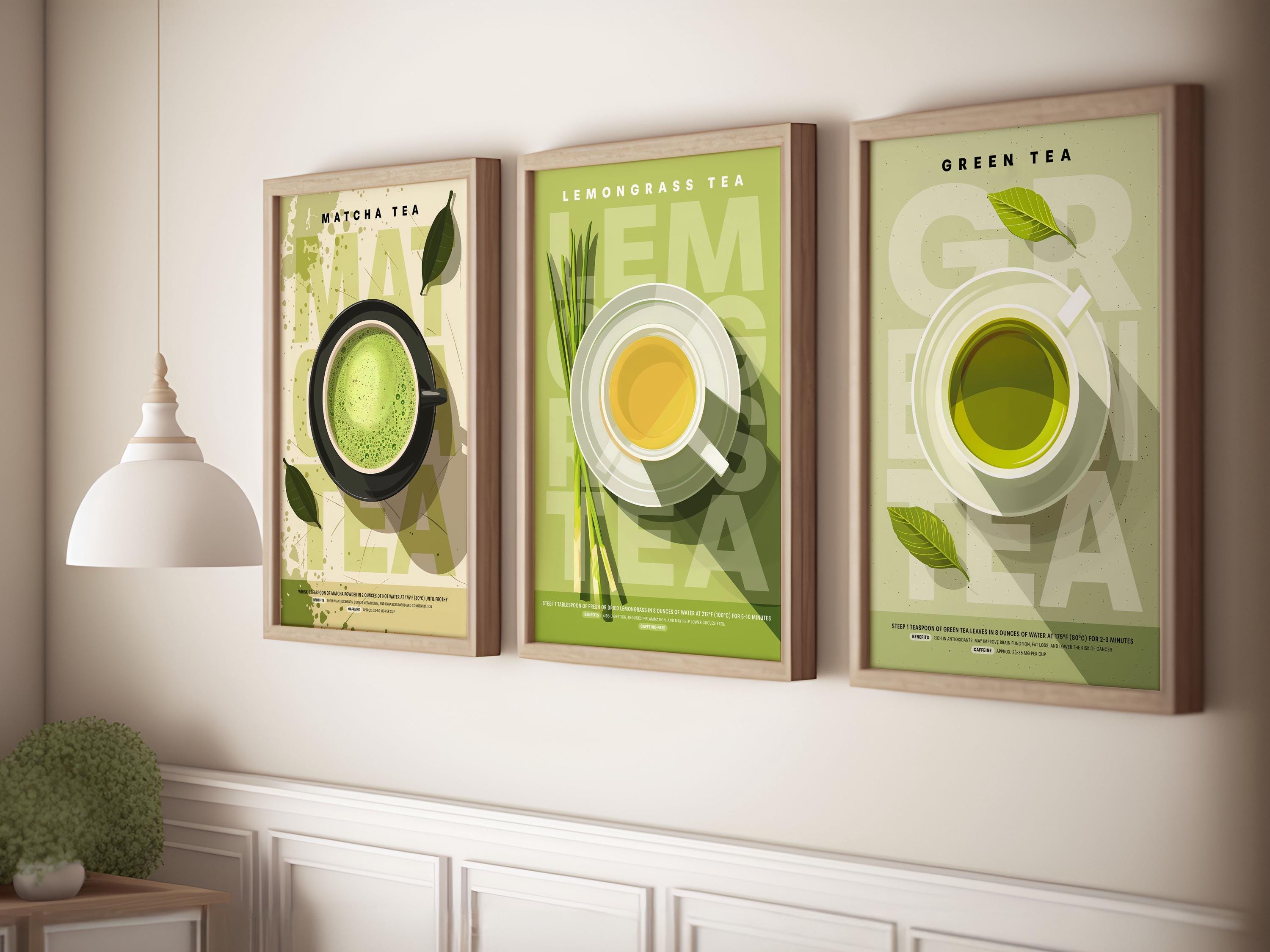 Japanese Tea Guide Posters Set of 3, Brewing & Health Benefits ...
