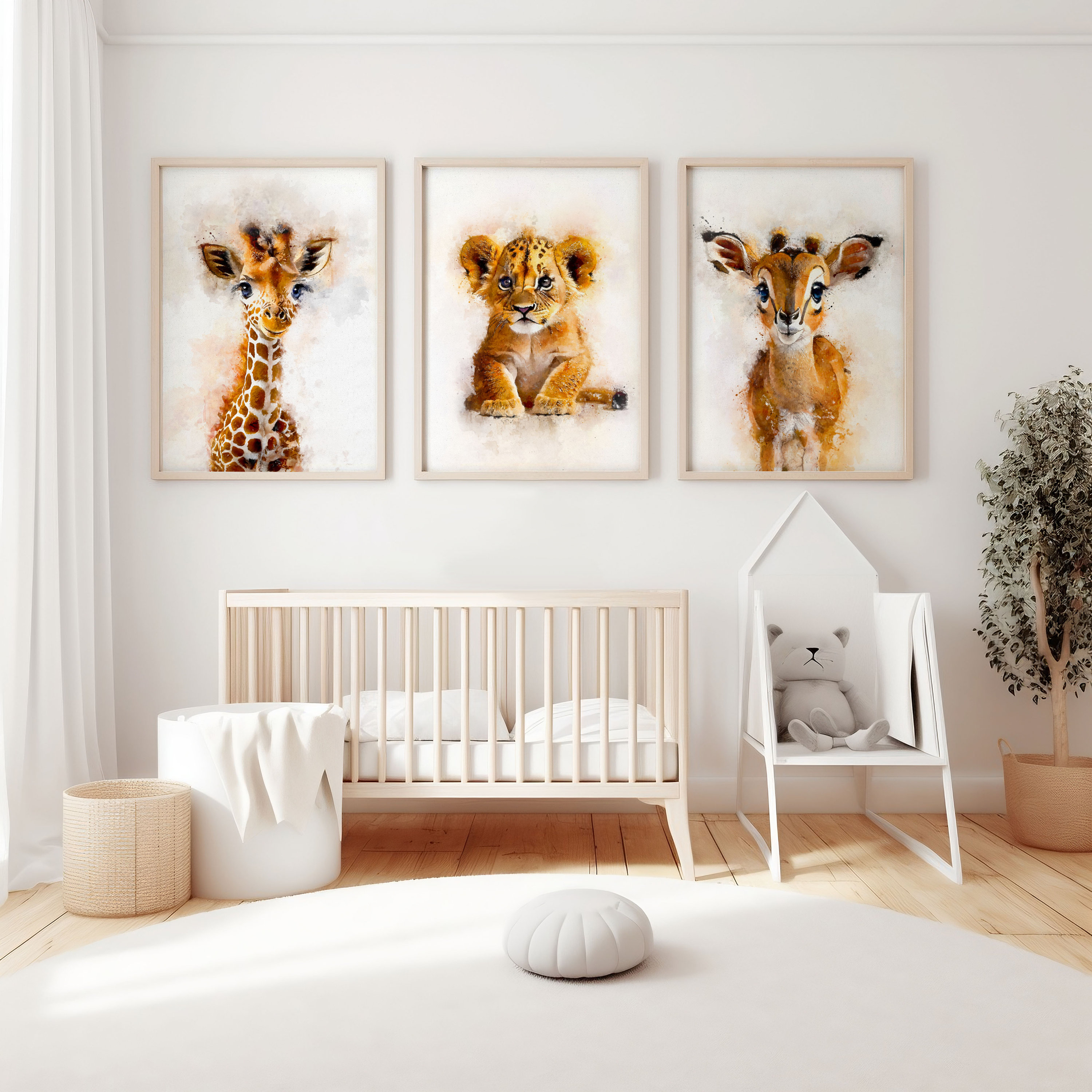 Safari Baby Animal Nursery Bundle of 9, Printable Wall Art Digital ...