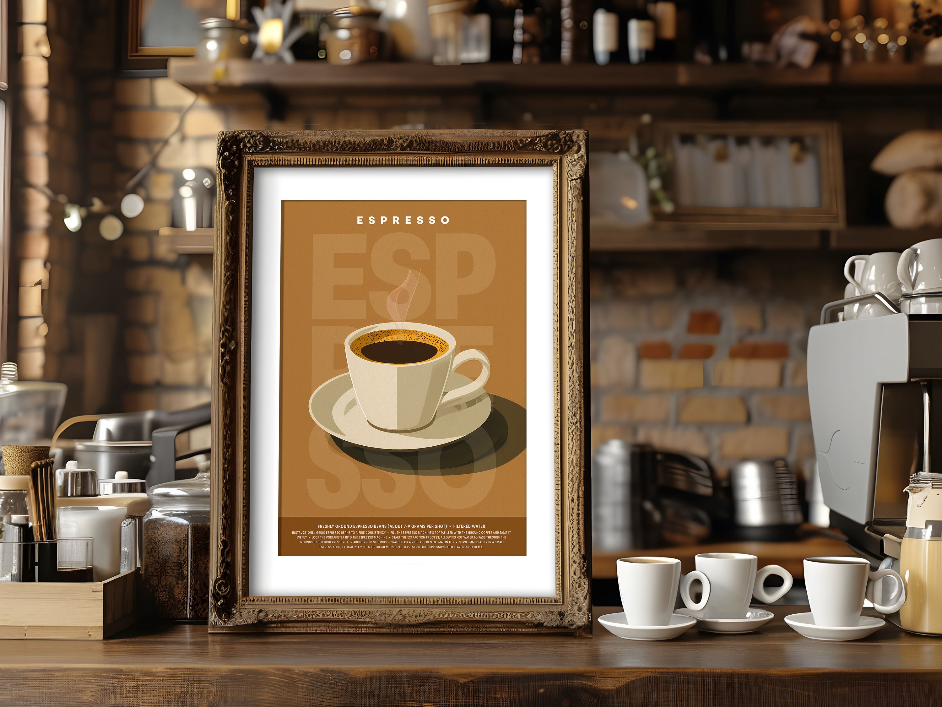 Espresso Coffee Poster Printable Wall Art, Retro Coffee Bar Decor Art — free download