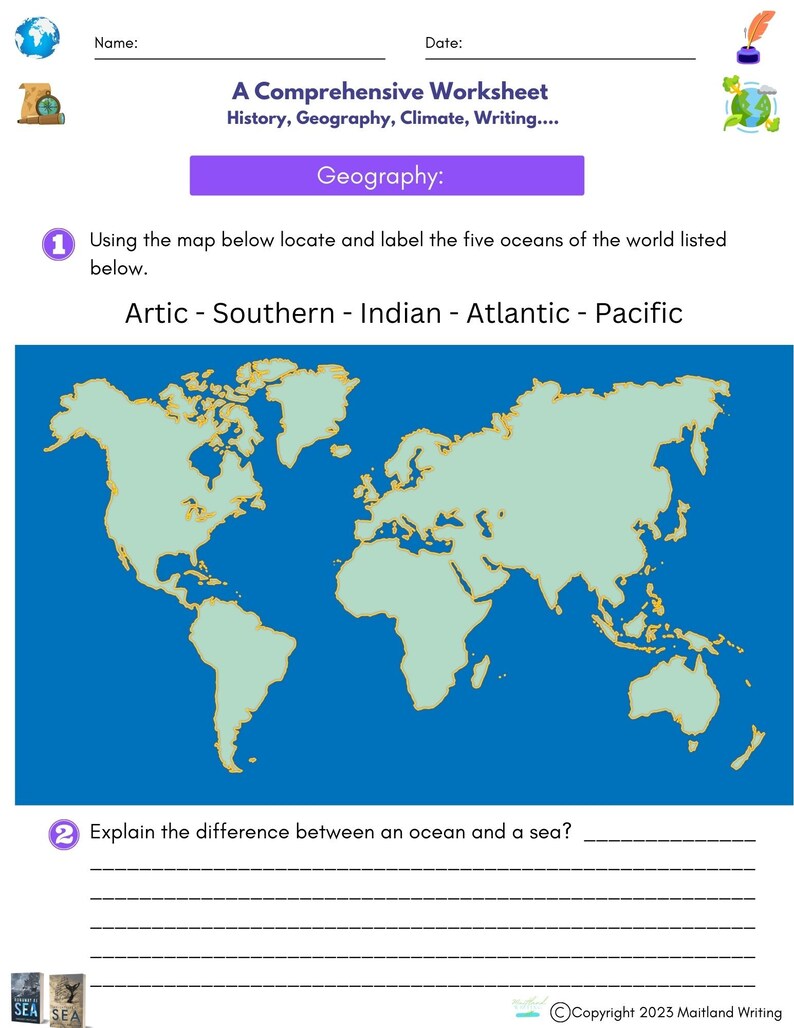 A Unique History and Writing Worksheet Booklet for 5th and 6th Grades