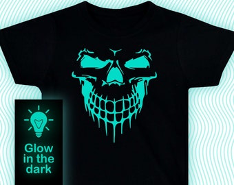 Scary Skull T-shirt / Glow in the dark T-Shirt /Kids Clothing/ Adults Clothing / Illuminate T-Shirt / Glow party tee / Horror t shirt