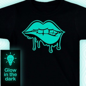 Lips shirt / Glow in the dark Lips on black T-Shirt /Kids Clothing/ Adults Clothing / Illuminate T-Shirt / Rave Shirt