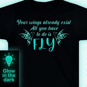 Butterflies T-shirt / Glow-in-the-dark T-Shirt / Kids Clothing/ Adults Clothing / Illuminate T-Shirt /Glow tee / Fly t-shirt/ Cool tee