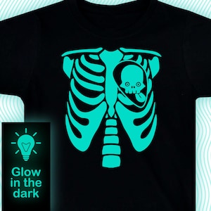 Skeleton chest T-shirt / Glow in the dark T-Shirt /Kids Clothing/ Adults Clothing / Illuminate T-Shirt / Glow party tee / Rave t shirt/ Rock