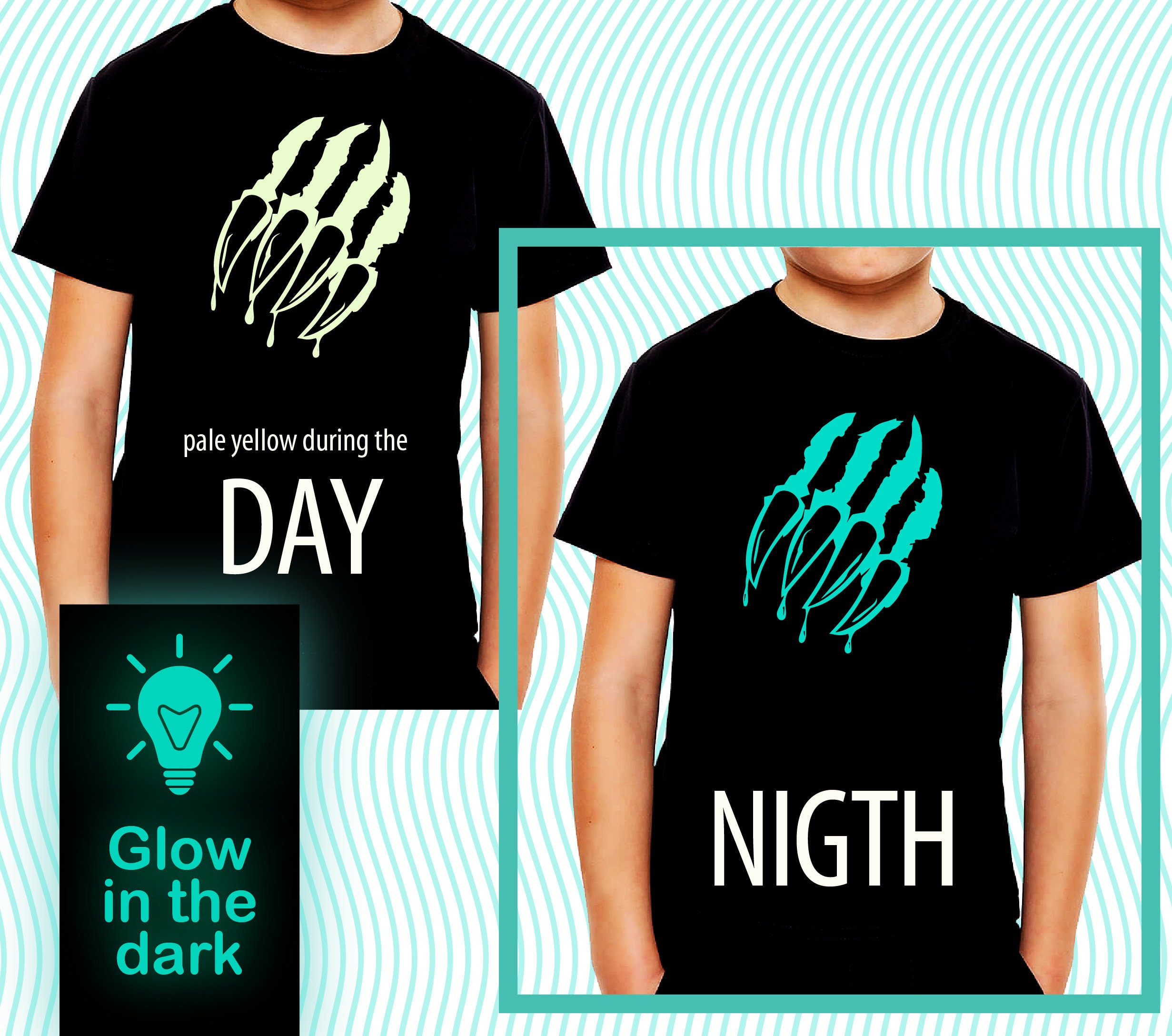 Discover Monster Claws T-shirt / Glow in the dark T-Shirt /Monster bloody claws Shirt/Kids Clothing/ Adults Clothing/Halloween Shirt /Glow party tee