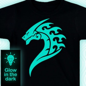 Dragon flame T-shirt / Glow-in-the-dark T-Shirt / Kids Clothing/ Adults Clothing / Illuminate T-Shirt / Glow party tee / Rave t shirt