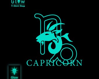 Capricorn Zodiac sign Shirt/ Glow in the dark T-Shirt /Kids Clothing/ Adults Clothing/Glowing Shirt /Glow party tee