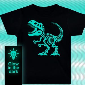 T-rex Skeleton Shirt /Glow in the dark /Kids Clothing/Glow party tee /Dinosaur anime/Glow-in-the-dark shirt/ Dino shirt/ Dinosaurs lover