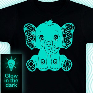 Baby Elephant T-shirt / Glow-in-the-dark T-Shirt / Boys&#39; Clothing, Girls&#39; Clothing / Illuminate T-Shirt / Glow party tee / Rave t shirt