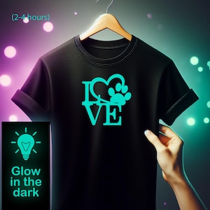 Love dog T-shirt / Glow-in-the-dark T-Shirt / Kids Clothing/ Adults Clothing / Illuminate T-Shirt / Glow party tee / Love animals/ Dog mom