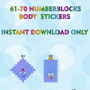 Numberblocks 61-70 Body Stickers / A4 Sticker Printing / Instant Digital Download (JPEG & PDF)