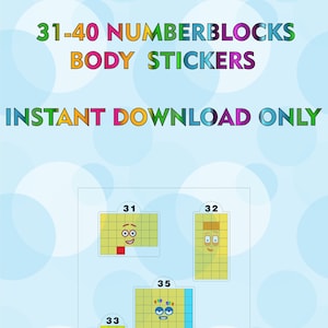 Numberblocks 31-40 Body Stickers / A4 Sticker Printing / Instant Digital Download (JPEG & PDF)