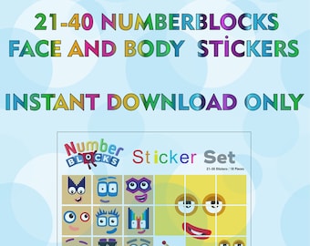 Numberblocks 21-40 Faces / For 2cm Cubes / A5 Sticker Printing / Instant Digital Download (PDF&JPEG)