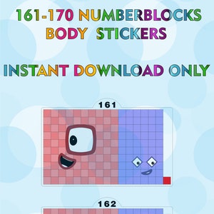 Numberblocks 161-170 Body Stickers / A4 Sticker Printing / Instant Digital Download (JPEG & PDF)