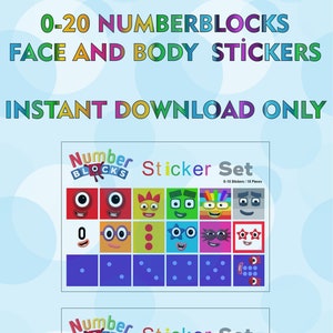 Numberblocks 0-20 Faces / For 2cm Cubes / A5 Sticker Printing / Instant Digital Download (PDF&JPEG)