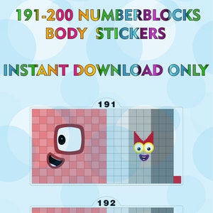 Numberblocks 191-200 Body Stickers / A4 Sticker Printing / Instant Digital Download (JPEG & PDF)