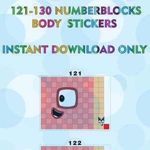 Numberblocks 121-130 Body Stickers / A4 Sticker Printing / Instant Digital Download (JPEG & PDF)