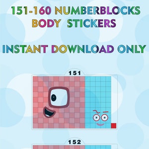 Numberblocks 151-160 Body Stickers / A4 Sticker Printing / Instant Digital Download (JPEG & PDF)
