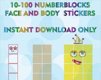 Numberblocks 10-100 Faces / For 2cm Cubes / A4 Sticker Printing / Instant Digital Download (PDF)