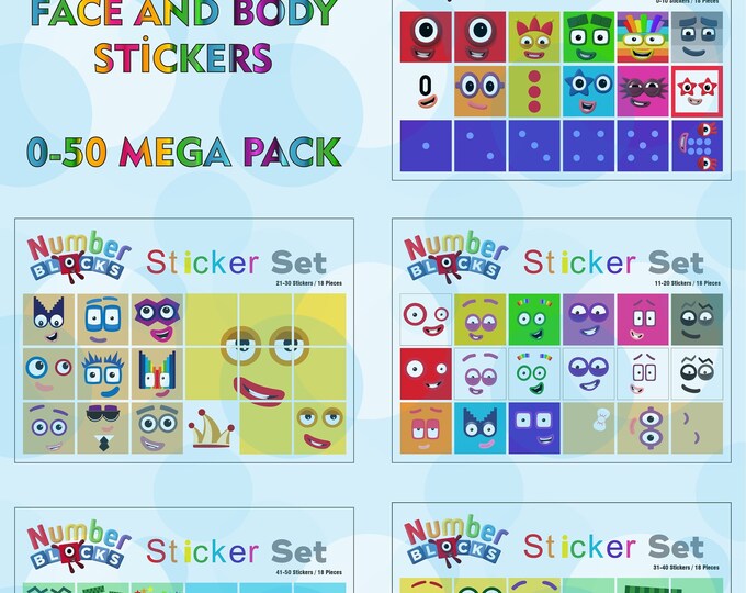 Numberblocks 0 - 100 Face and Body Stickers, Waterproof, Scratch and UV ...