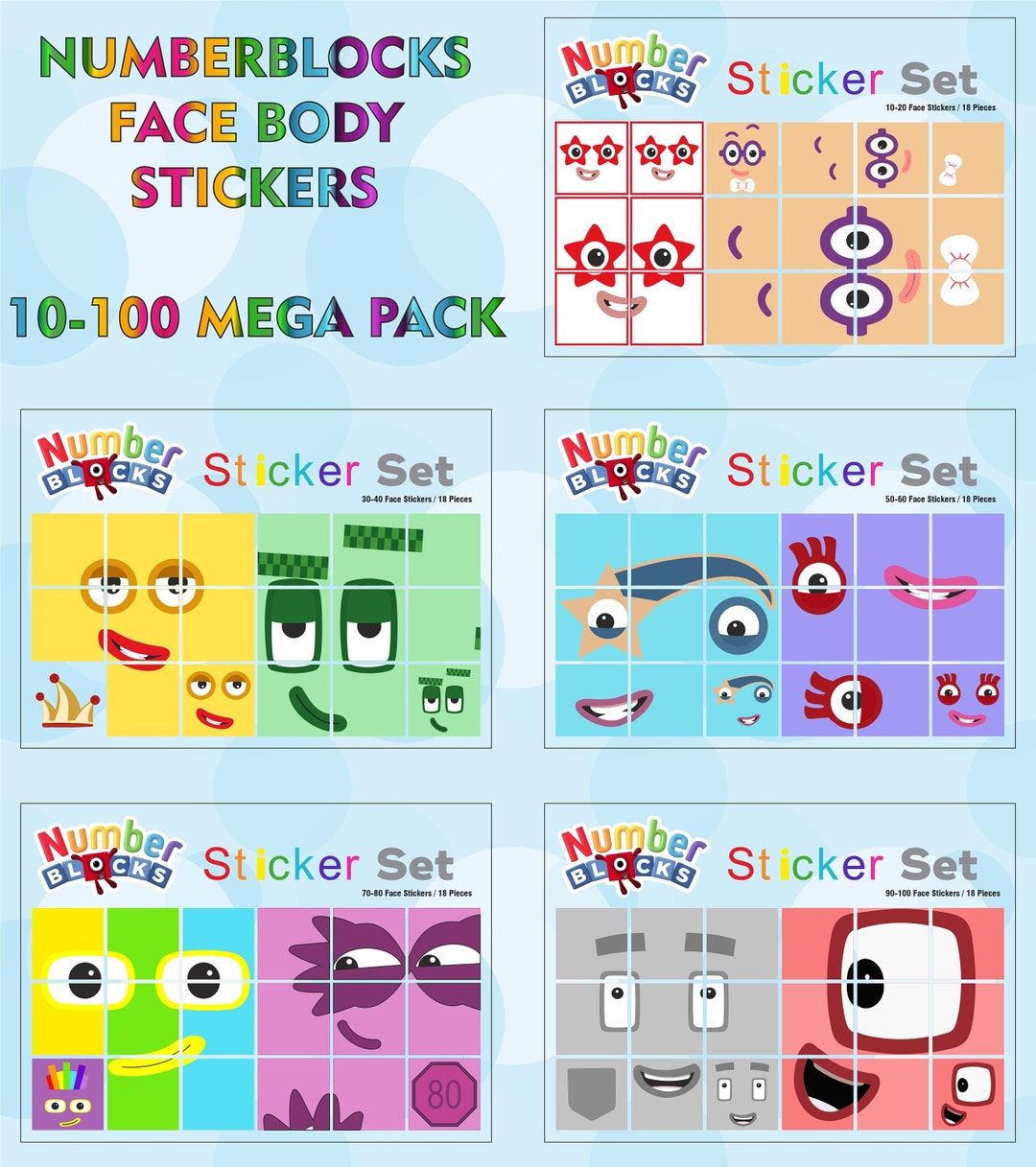 From 10 to 100 Numberblocks Stickers for Every Young - Etsy UK