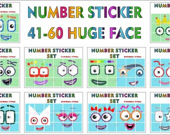 41-60 stickers geïnspireerd op enorme gezichtsset op nummerblokken (met variatie)