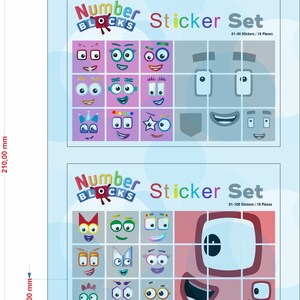Buy Numberblocks 81-100 Faces / for 2cm Cubes / A5 Sticker Printing ...