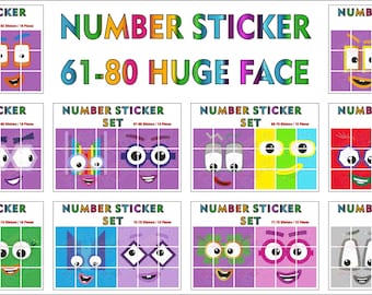 61-80 stickers geïnspireerd op enorme gezichtsset op nummerblokken (met variatie)