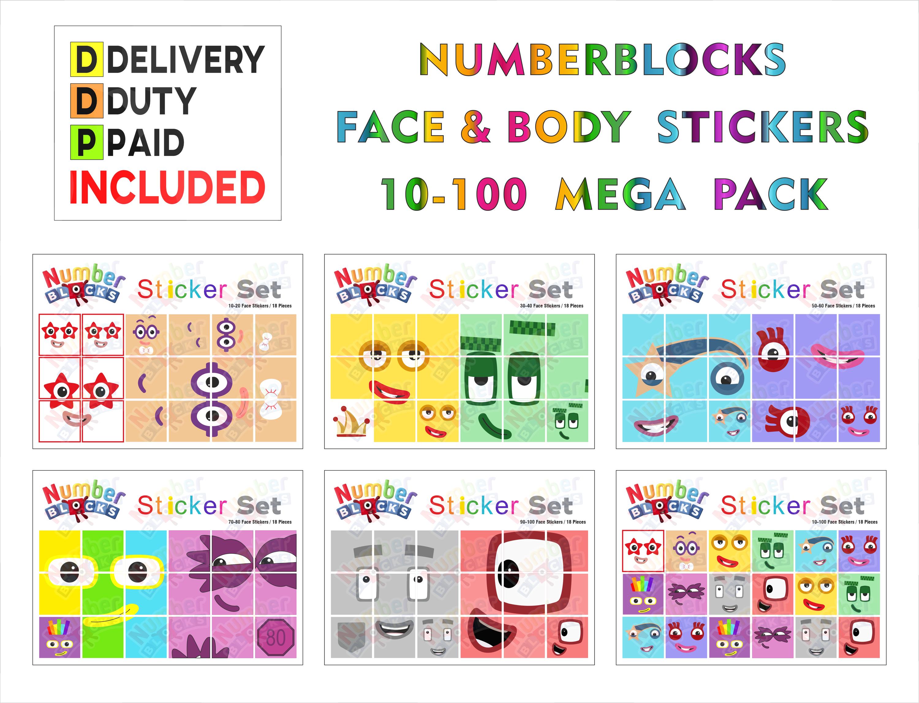 104 Adesivi Con Blocchi Numerici – Pacco Adesivi Autoadesivi Multicolore 3-6 Cm Per Decorazione Fai Da Te Su Valigie, Tazze, Quaderni E Graffiti