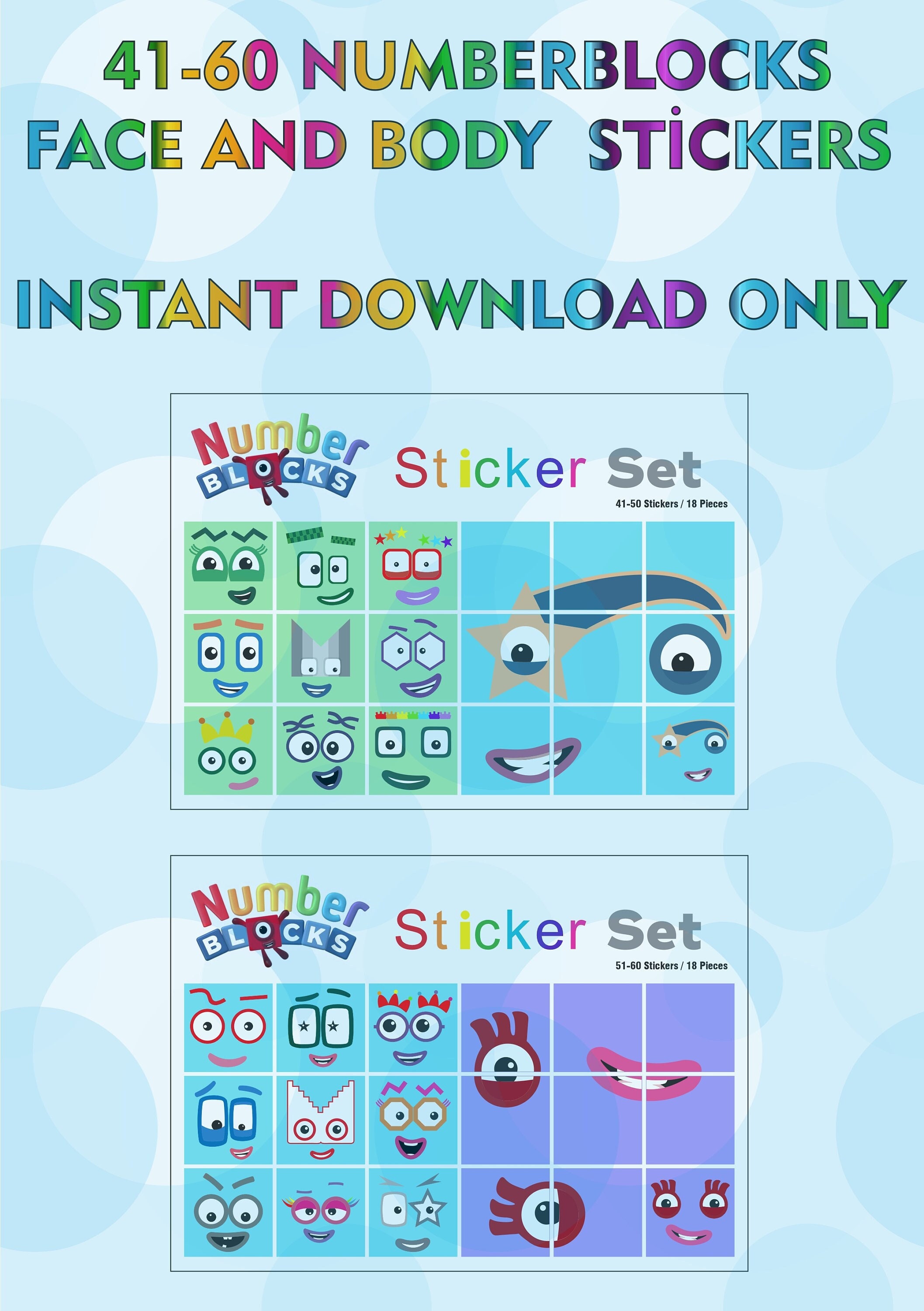 Numberblocks 60-69 in 2023  Unique items products, , Face stickers