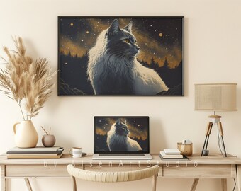 Starry Night | Lofi Art, Printable Wall Art, Instant Download Art, Printable Digital Art, Digital Prints, Lofi Wallpaper, Lofi Game Art